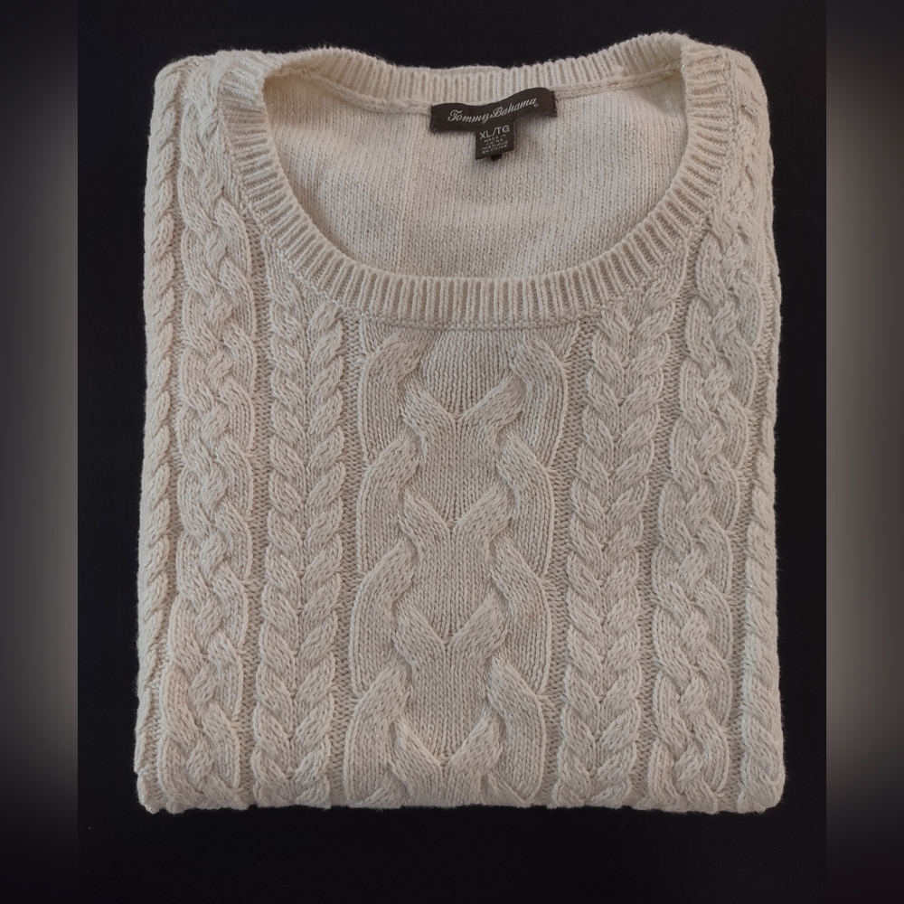Tommy Bahama White Short Sleeve Sweater size XL